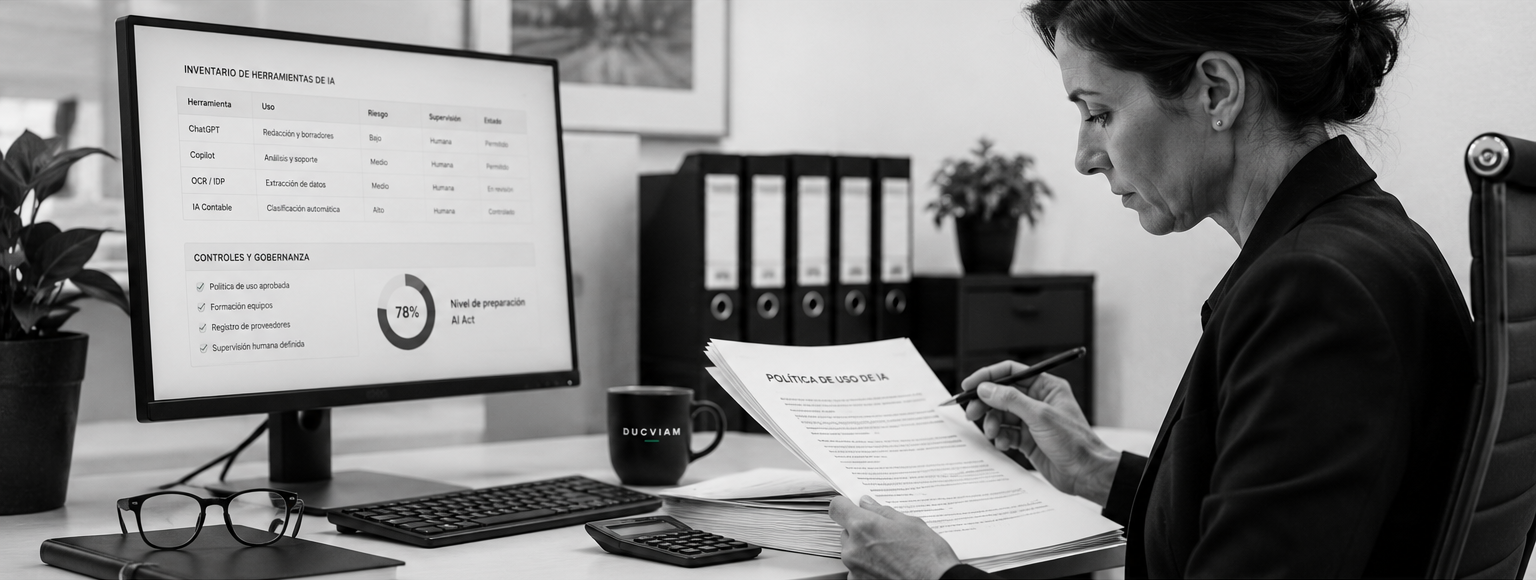 Gestor&iacute;a revisando documentaci&oacute;n y procesos relacionados con IA